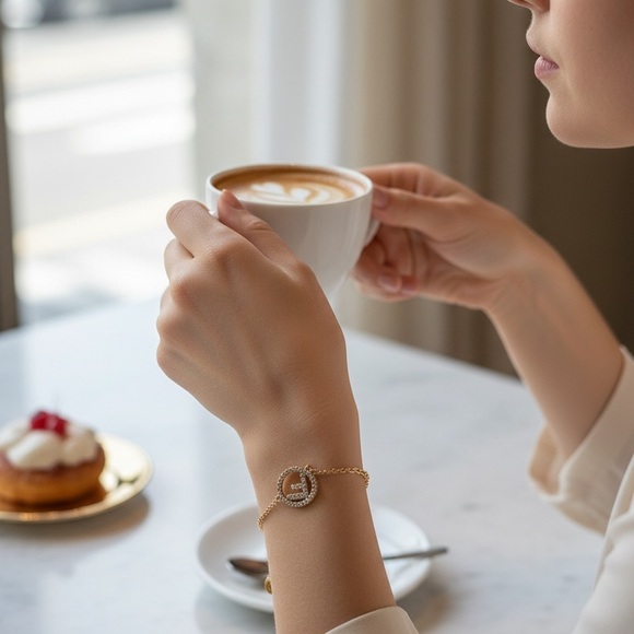F Is For Fendi Gold and Rhinestone Earrings And Bracelet - Picture 3 of 8